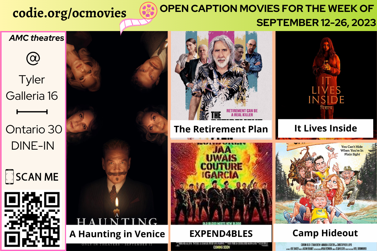 Open Caption Movies at AMC Theatres Tyler Galleria and DINEIN