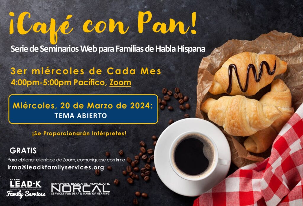 ¡Cafe con pan!

Open Topic
Date: March 20, 2024
Time: 4:00-5:00pm
RSVP: irma@leadkfamilyservices.org