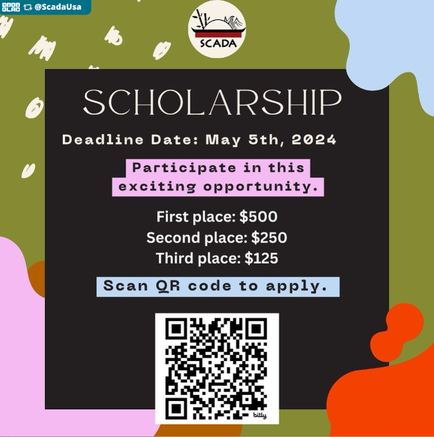 SCADA is offering an exciting opportunity for Deaf Asian high school seniors who got accepted into college or university. Scan QR code (link is also in bio) to apply for our scholarship. Please share with your friends and family who could be eligible for this! Visit Scholarship Application link: https://bit.ly/3J9Mdmr [Flyer Description: Square olive green flyer with white scribbles in the upper left corner, and splotches of light blue, pink, brown, and red colors in the other corners. The SCADA logo is centered at the top. Centered in the middle is a black box with the following text: SCHOLARSHIP Deadline Date: May 5th, 2024 Participate in this exciting opportunity! First place: $500 Second place: $250 Third place: $125 Scan QR Code to apply.] — #DEAFCALCommunityPosting is for informational purposes only. Inclusion of any events or activities does not constitute sponsorship or endorsement.